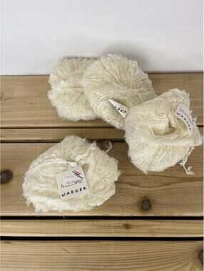 Jaeger Novelty Eyelash Yarn Lot – Cream White – Kid Mohair Blend – Made in Italy